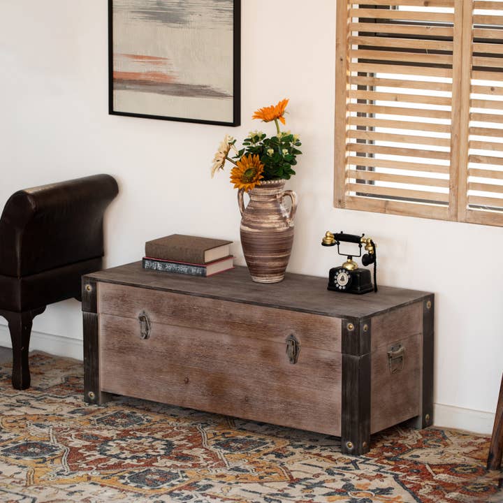 Quickway Imports - Wholesale Bench - Vintiquewise Wooden Storage Trunk Bench3