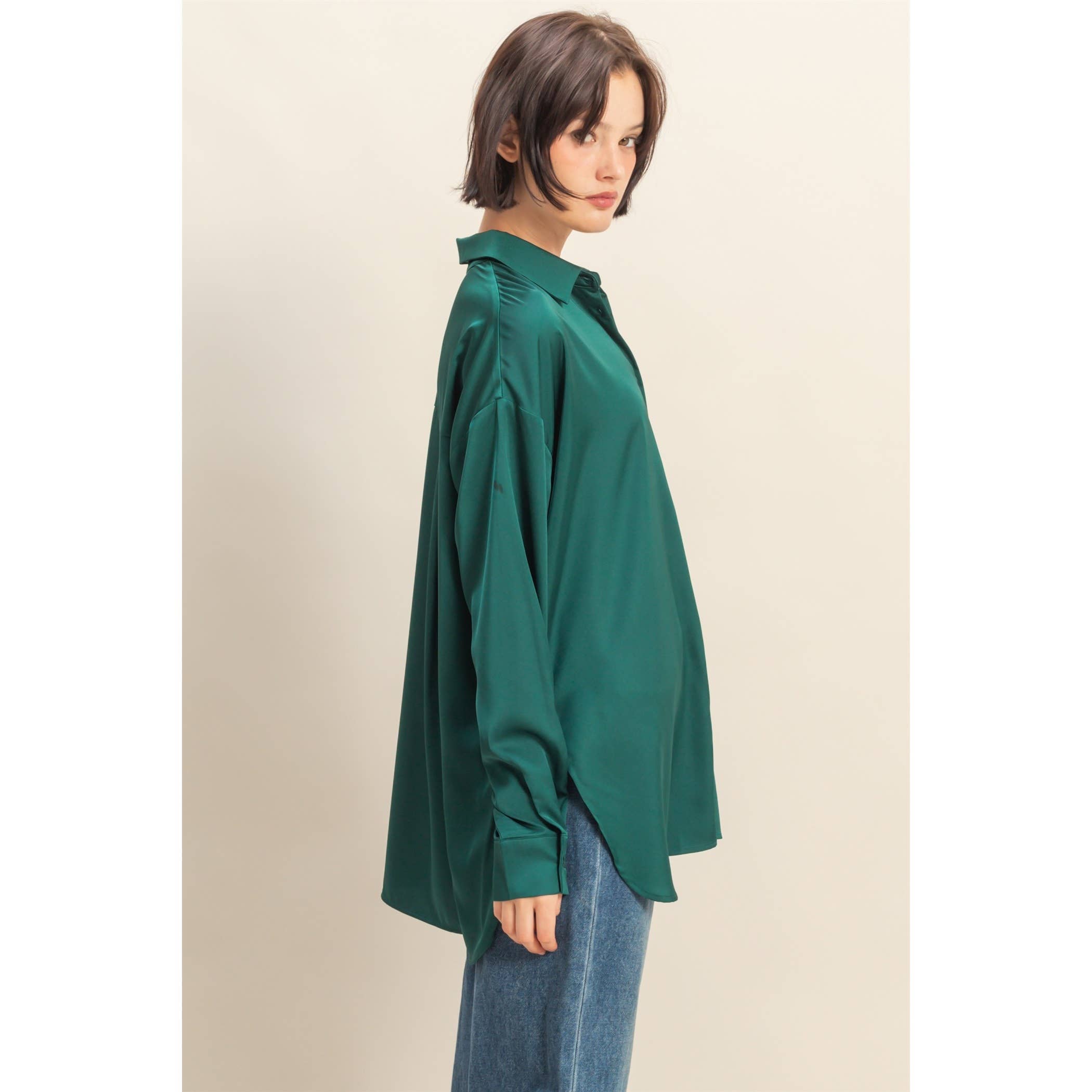 HYFVE - Venta al por mayor Blusa - Mujer - Camisa de satén de manga larga y corte holgado11