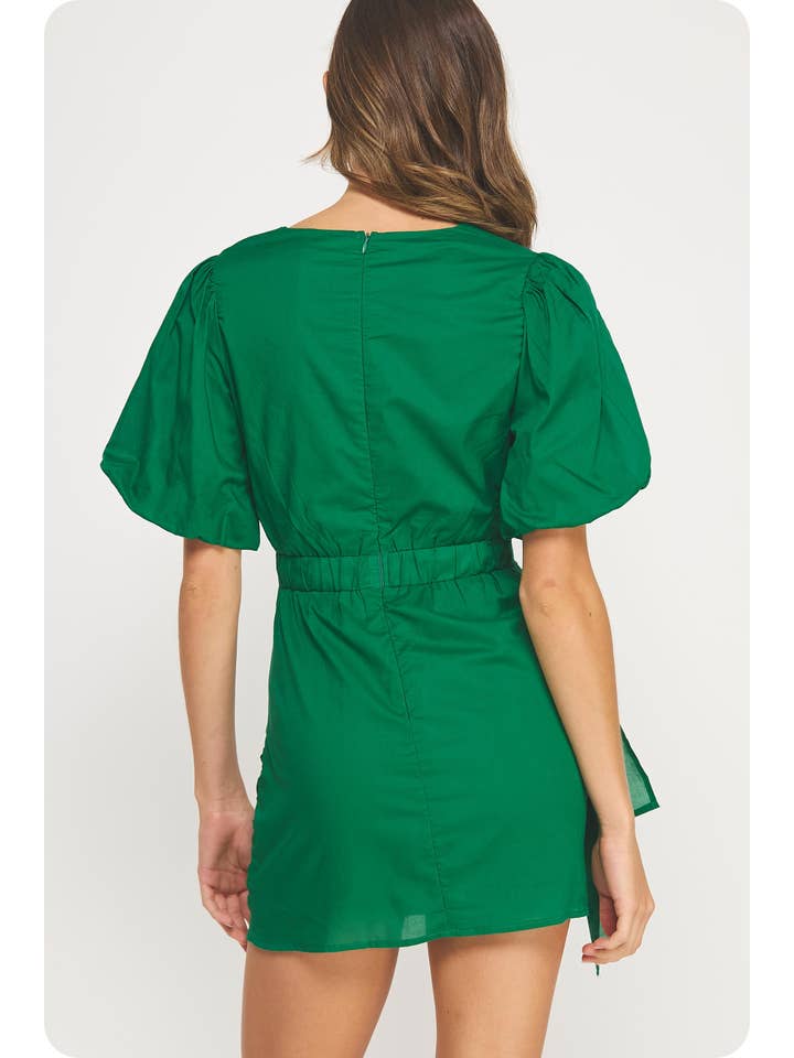 Strut & Bolt - Wholesale Dress - Women's - Ruched Short Puff Sleeve Voile Mini Dress7