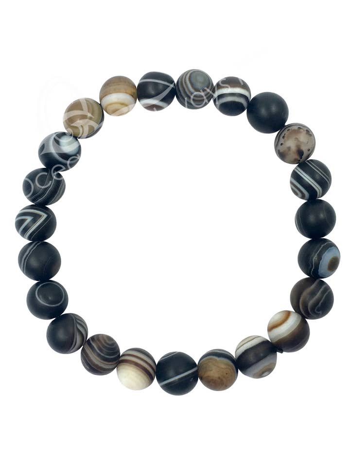 PULSERA DE ÁGATA, CON BANDAS MATE (8-8,5 MM) 7,15-7,25 PULGADAS (PIEZA) para venta al por mayor de Oceanic Linkways Inc
