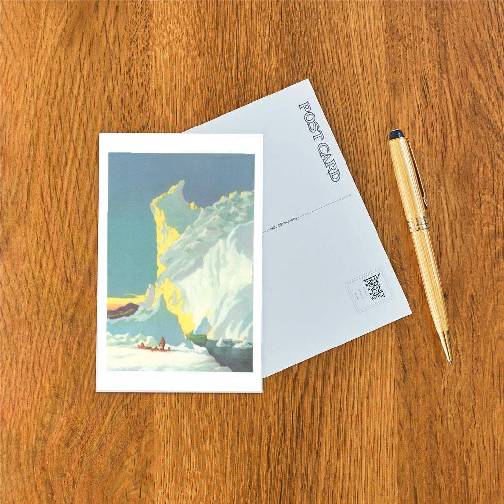 Found Image Press - Wholesale Postcard - Postcard LD-31 Eskimo with Sled Dogs, Giant Glacier1