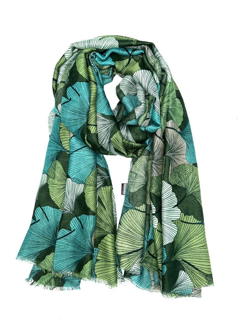 LINETA - Wholesale Scarf - Women's - HH-240 Ginkgo pattern printed scarf 10