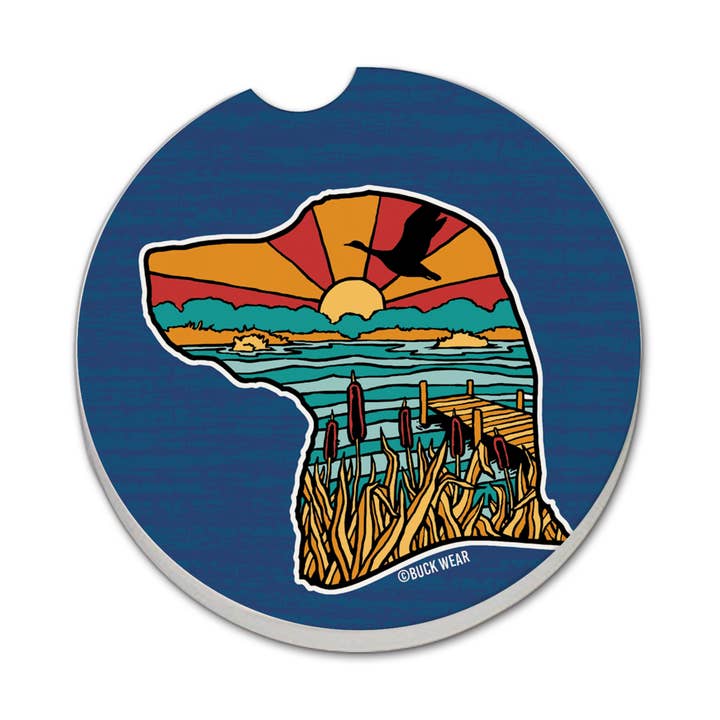 Posavasos de piedra absorbente para coche «Lab Life», paquete de 1 para venta al por mayor de CounterArt/Highland Home/Thirstystone/CoasterStone