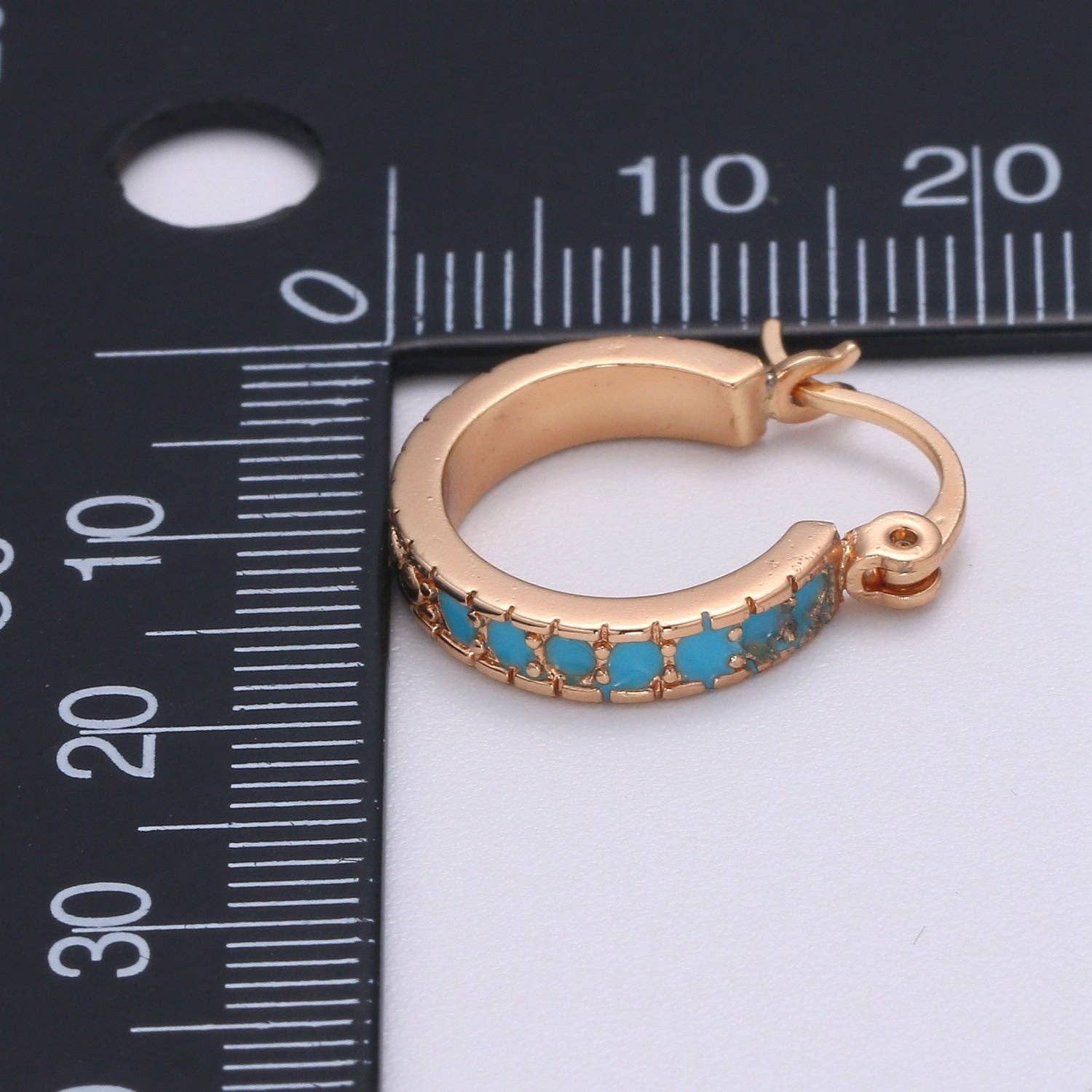 Aim Eternal - Wholesale Huggie Earrings - Dainty Turquoise Hoop Cz Earring Gold Filled Earring Everyday Wear Minimalist Jewelry3