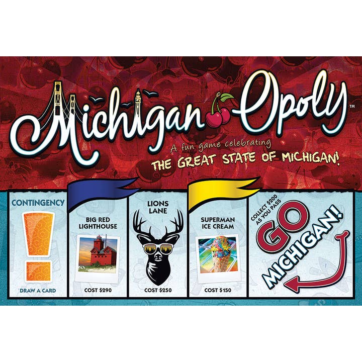 Michigan-Opoly Board Game for wholesale by Outset Games and Cobble Hill Puzzles