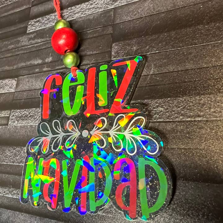 Chasin’ Self Care - Wholesale Ornament - Feliz Navidad Teacher Christmas Ornaments, Spanish Teacher Decoration, Red and Green Christmas