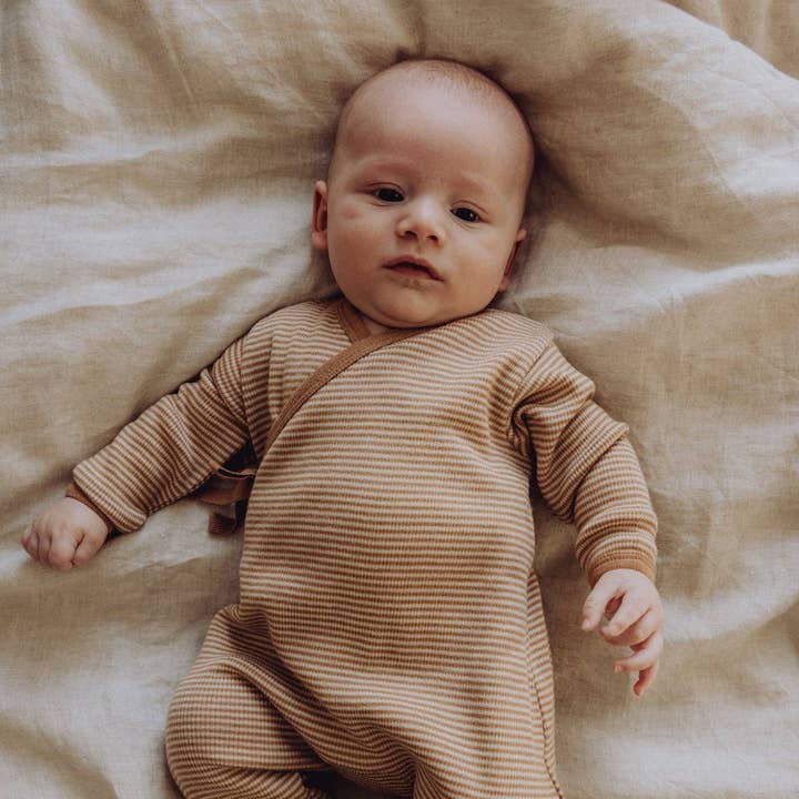 Geribbelde wollen footie - 0-3 maanden voor wholesale door Cozy Kidz