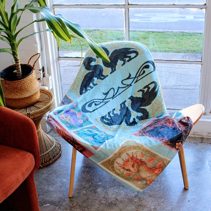 Leviathan of the Skies Minky Reading Blanket | Gilded Girl Accessories Exclusive for wholesale by Gilded Girl Accessories