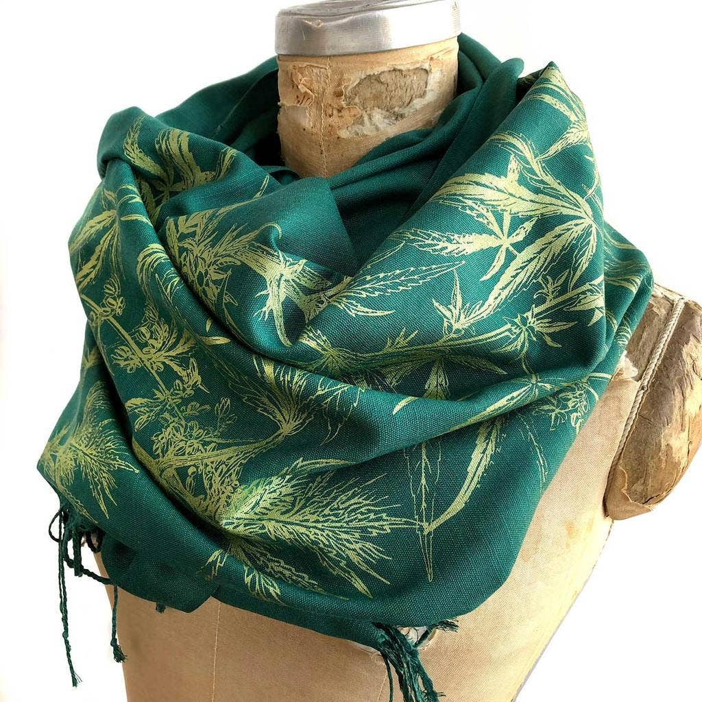 Cyberoptix Tie Lab - Wholesale Scarf - Women's - Marijuana Pashmina. Cannabis leaf printed bamboo scarf.4