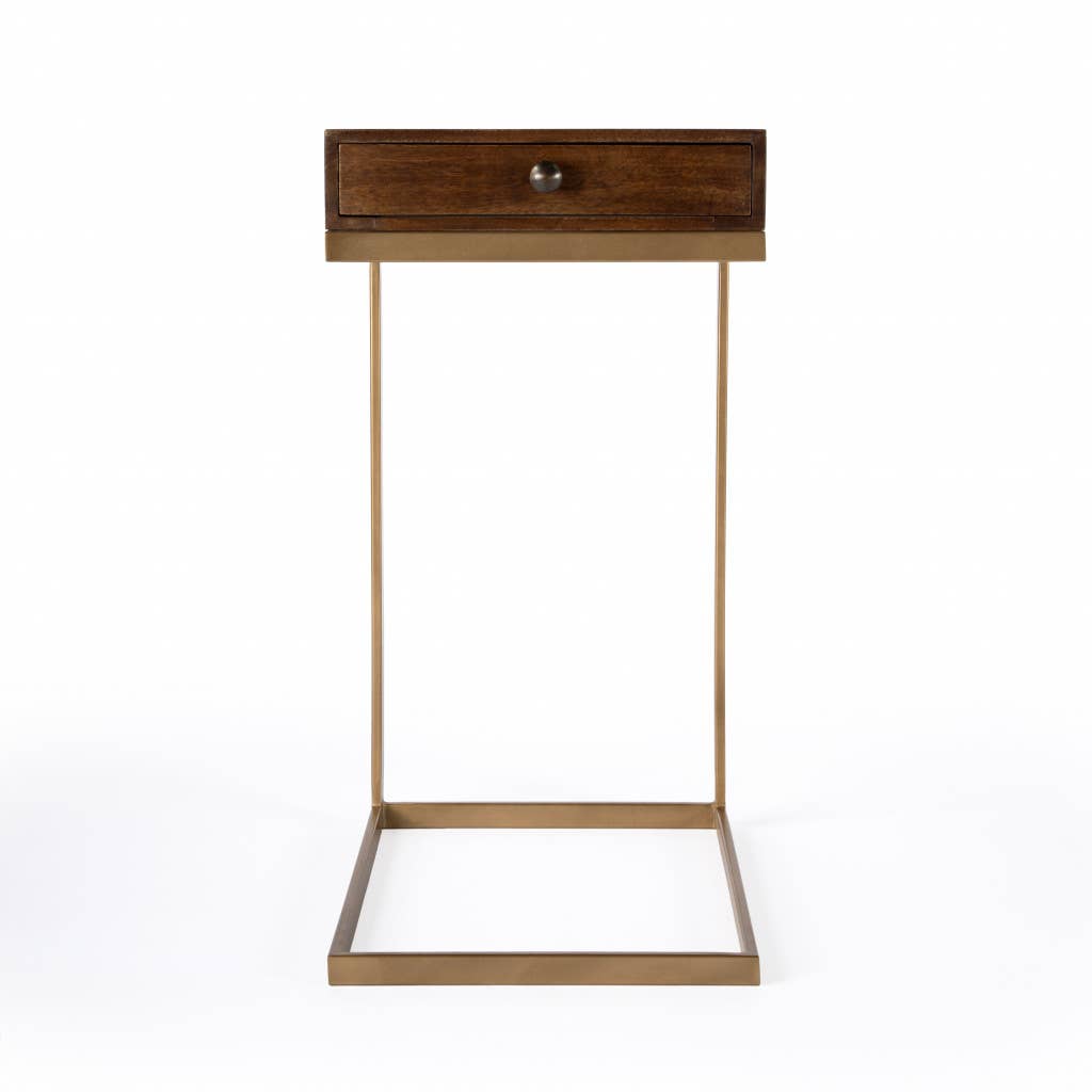 HomeRoots - Wholesale Side Table - 27"Natural Brown Solid And Wood Square End Table With Drawer2