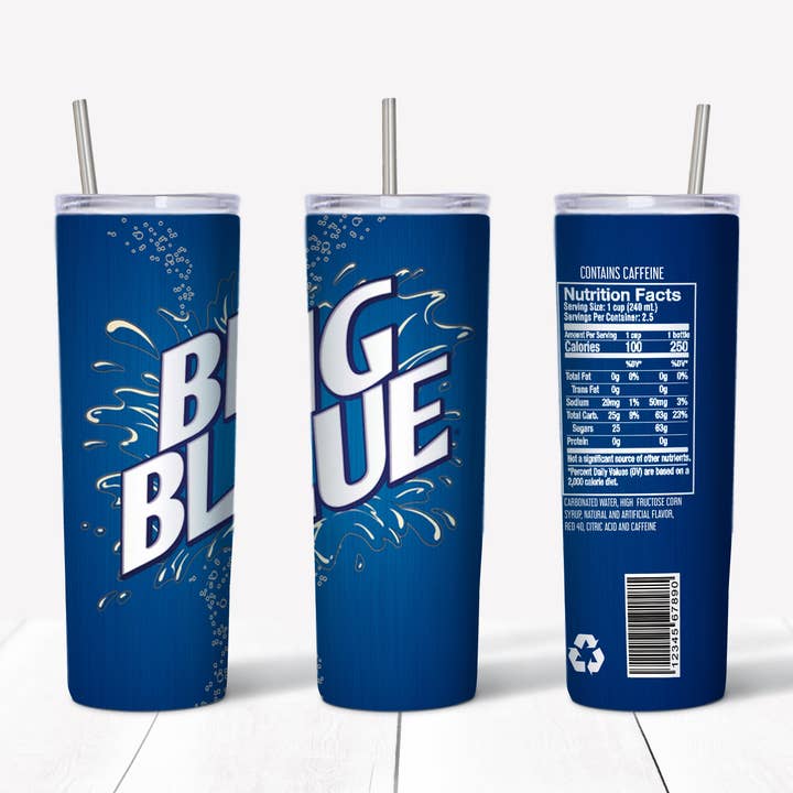 Großer blauer gerader Becher, 20 Unzen, Transfer für den Großhandel von Rustic Pineapple