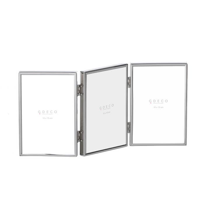 Gdeco - Wholesale Picture Frame - Nickel Silver Triptych Photo Frame (Photos 10 X 15 Cm)