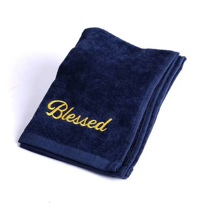 Pastor Towel - Blessed - Navy - Cotton for wholesale by Swanson Christian Products