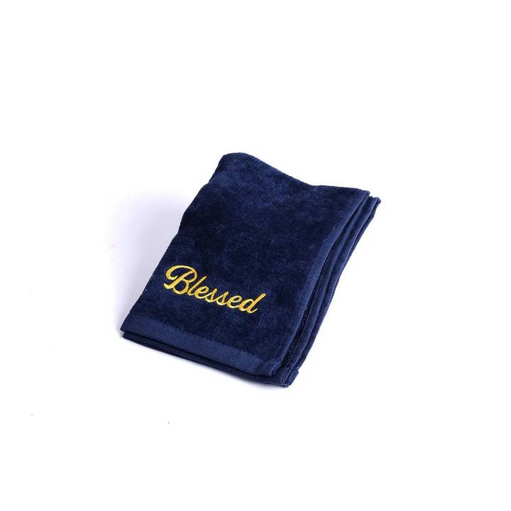 Pastor Towel - Blessed - Navy - Cotton for wholesale by Swanson Christian Products