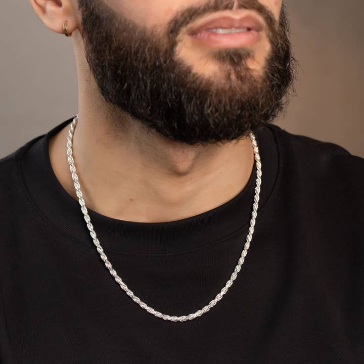 Pori Jewelry - Wholesale Link & Chain Necklace - Men'S Solid 925 Sterling Silver Rope Chain Necklace 20"