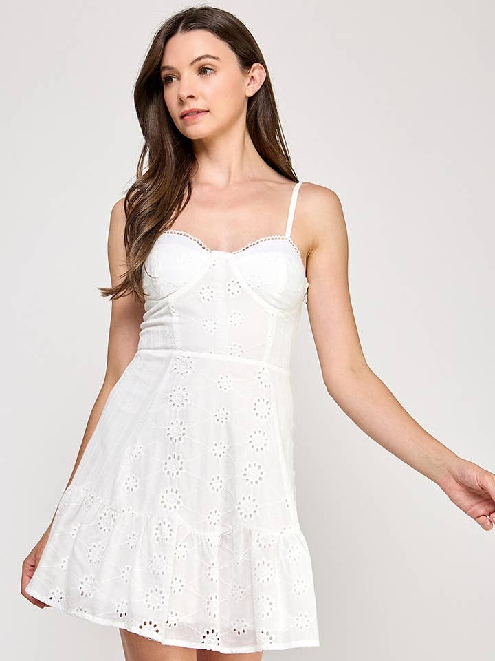 Oogje Mix Ruffle Mini Jurk voor wholesale door Genzy Clothing