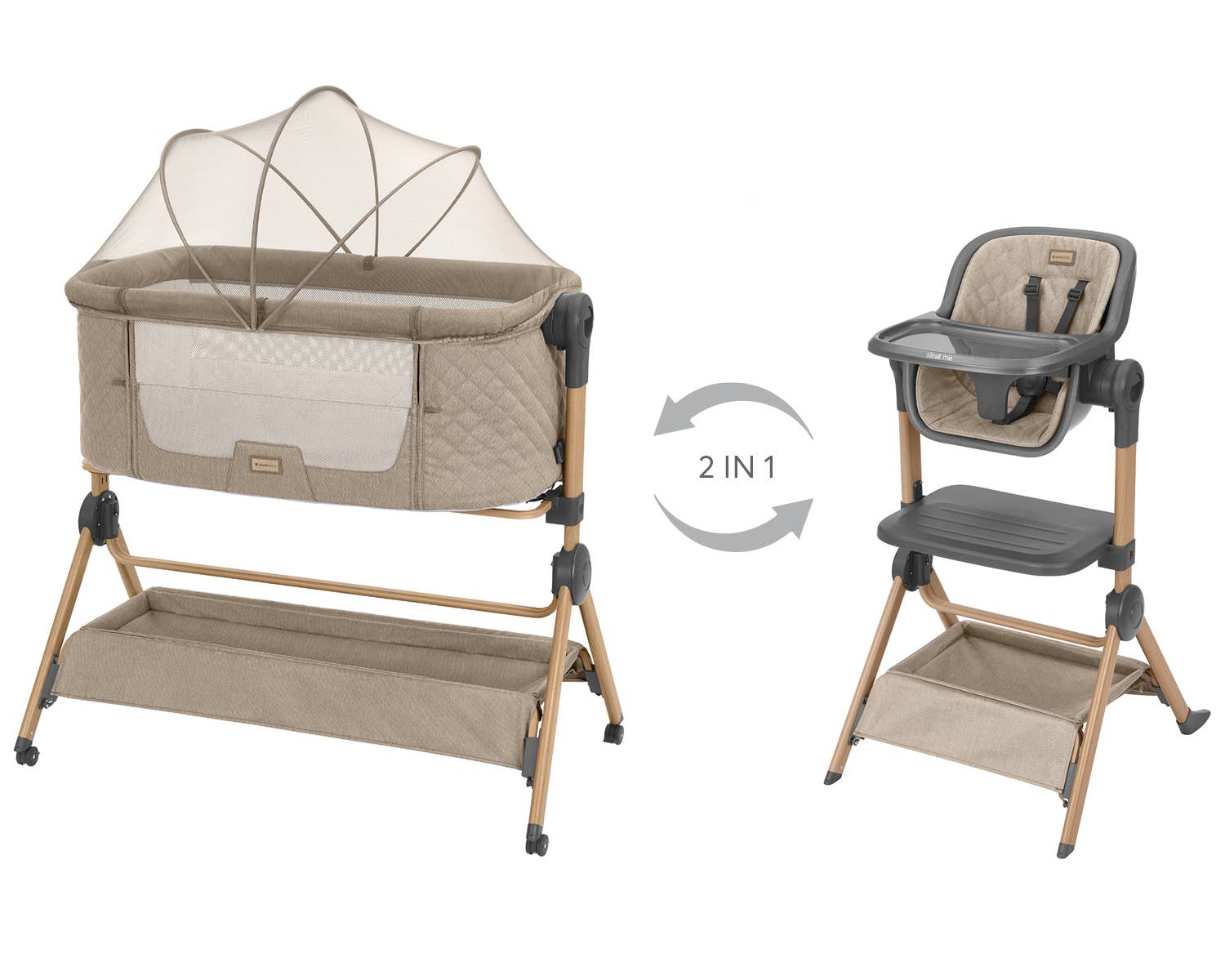 Kika Group Ltd. – Großhandel Bett – Kind & Baby – 2-in-1 Beistellbett + Hochstuhl Sleat Me