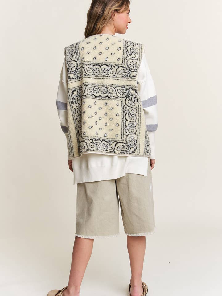 Ivory Paisley Print Sweater Vest for wholesale on Faire