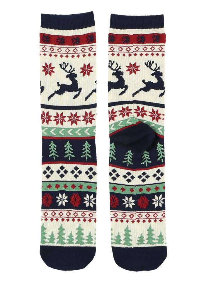 Reindeer Fair Isle Crew Sock One Size for wholesale by Lazy One