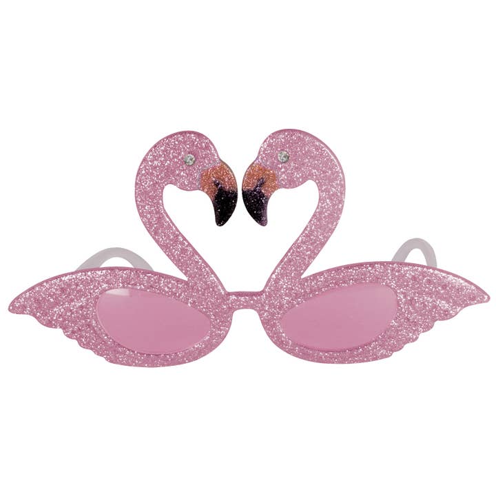 Glittered Flamingo Fanci-Frames, translucent pink lens for wholesale by Beistle