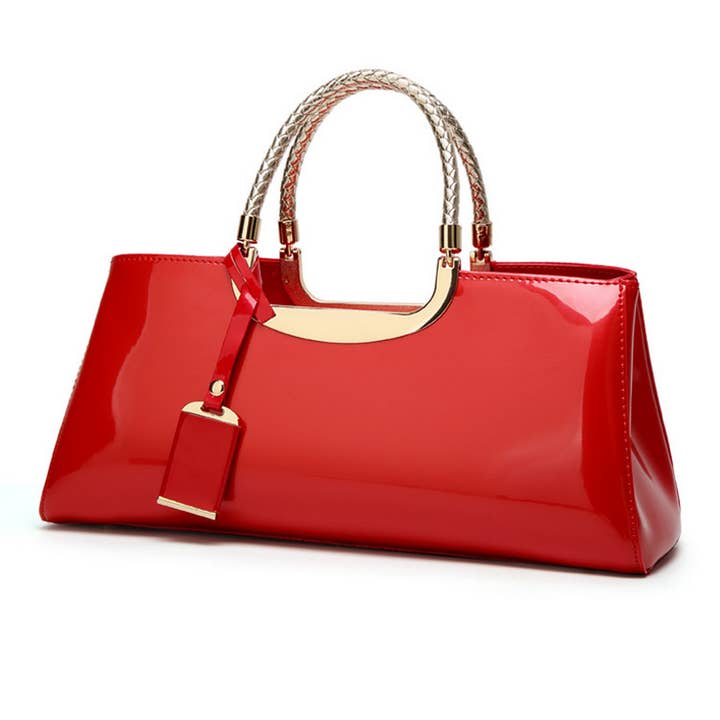 ACCITY - Wholesale Top Handle Bag - Women's - FASHIONABLE EVENING GLOSSY PATENT LEATHER TOTE_CWAB2635