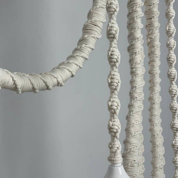 Joy's Arts - Wholesale Chandelier/Hanging Light - Macrame Chandelier with Glas Shades - Boho Cotton Cord Ceiling Light for Dining & Living Room14