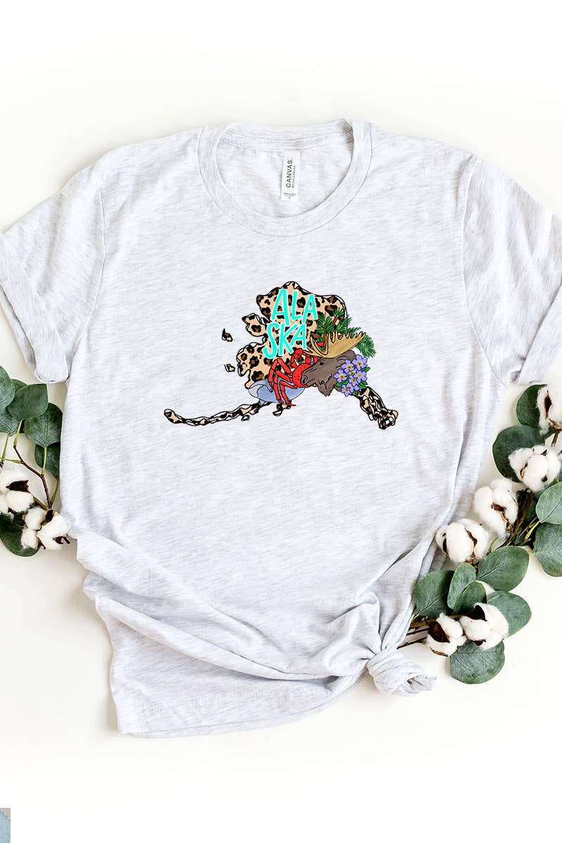 COLORBEAR – wholesale T-shirt med logga - Dam – Alaska STAT HANDRITAD GRAFISK T-SHIRT0