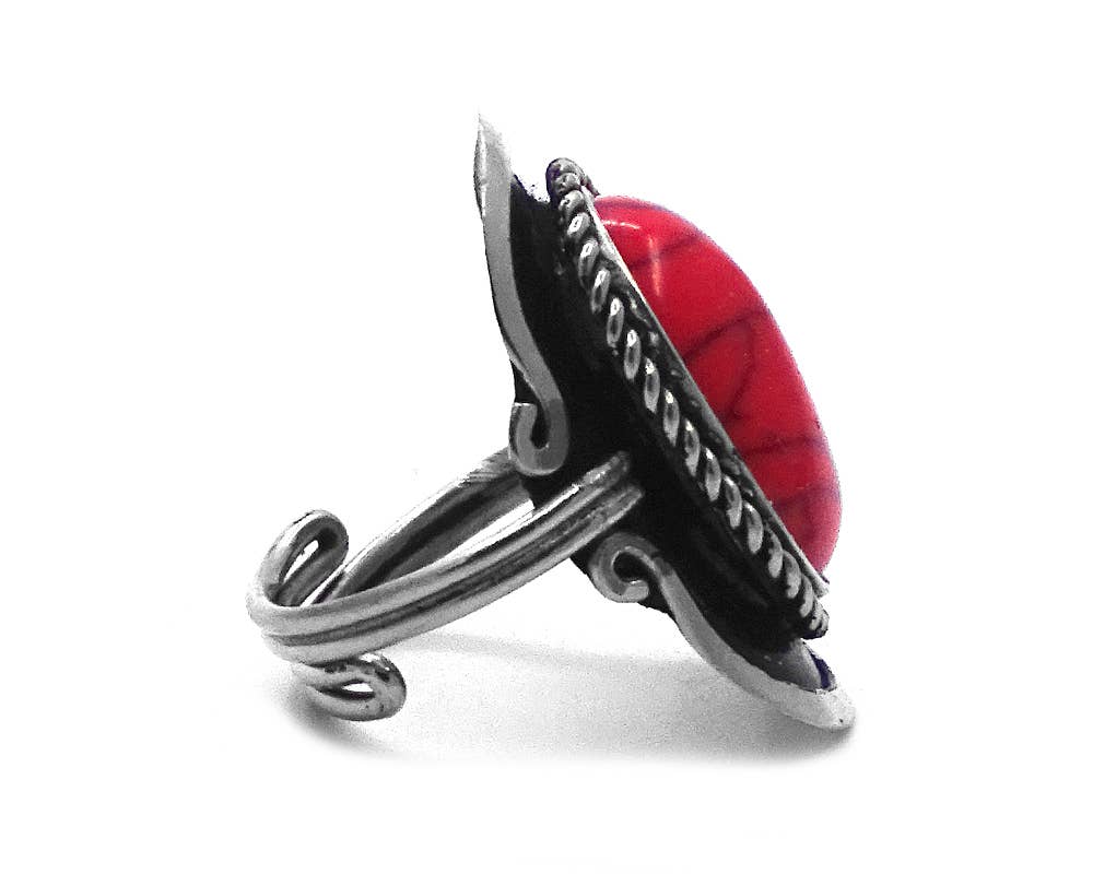 Pichincha - Wholesale Cocktail/Statement Ring - Semi Precious Stone Assorted Shape Adjustable Metal Ring8