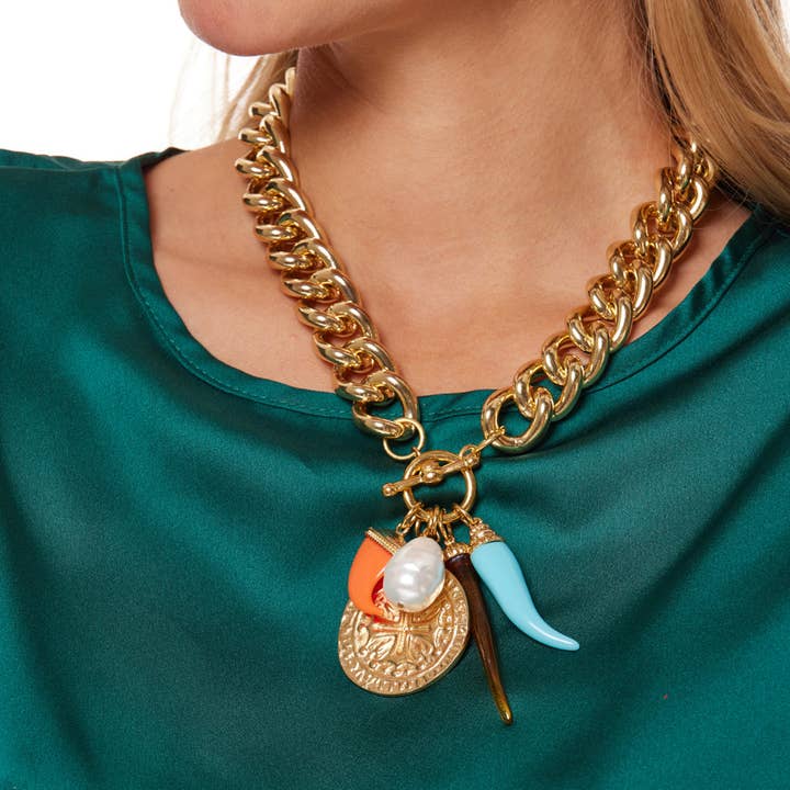 Gold Chain Charm Necklace for wholesale by Kenneth Jay Lane