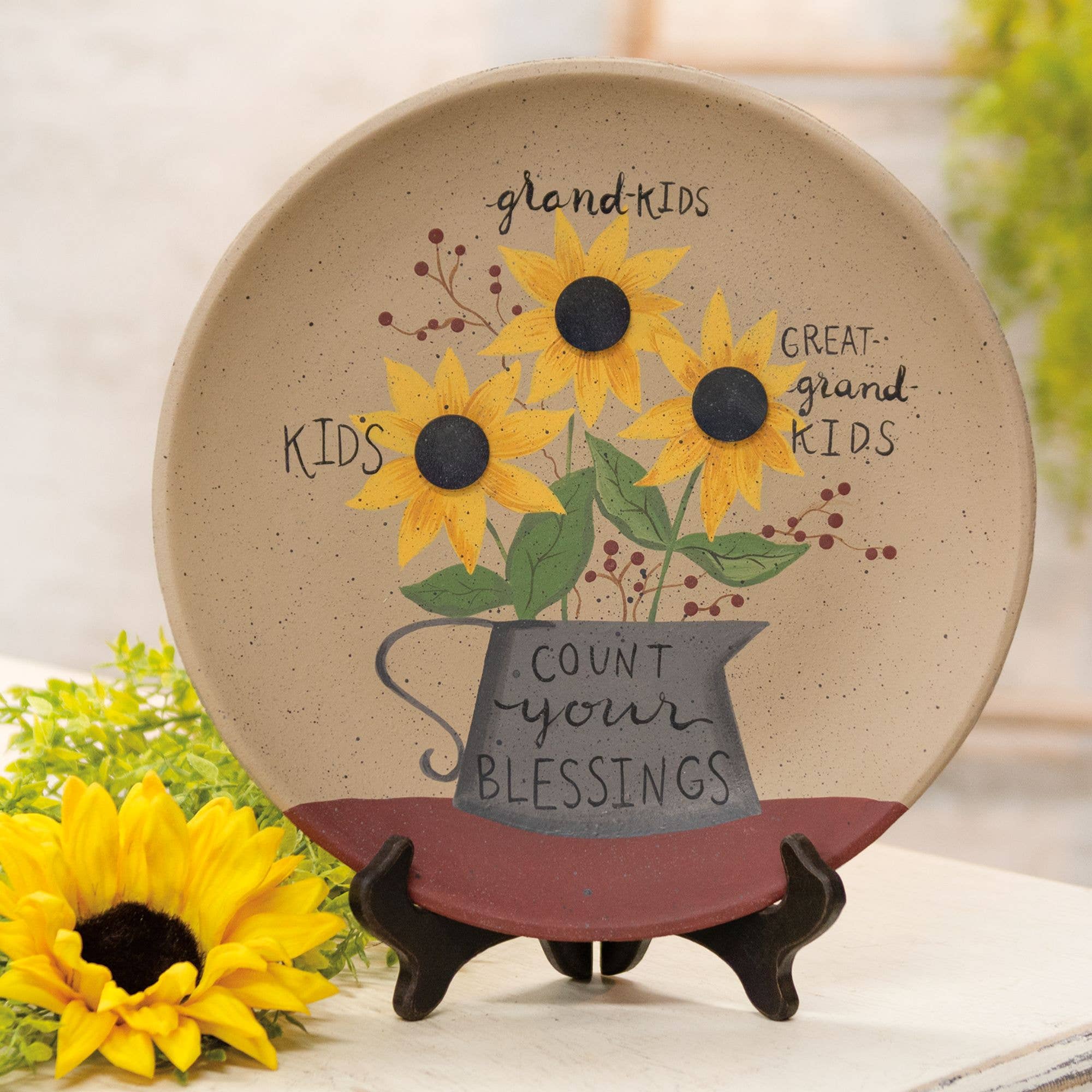 The Hearthside Collection - Wholesale Decoratief bord/schotel/kom - Tel je zegeningen zonnebloemplaat1