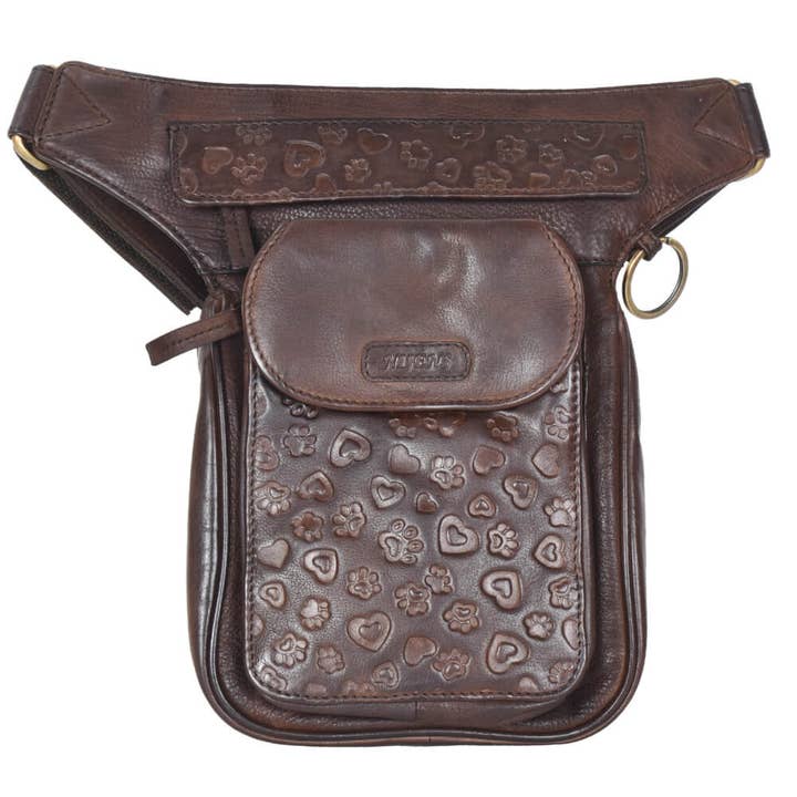 NJ-25 Hannover in pelle S-XXXL con piccole impronte di zampe e cuori in rilievo 9053 MARRONE per la vendita all'ingrosso da parte di Nijens