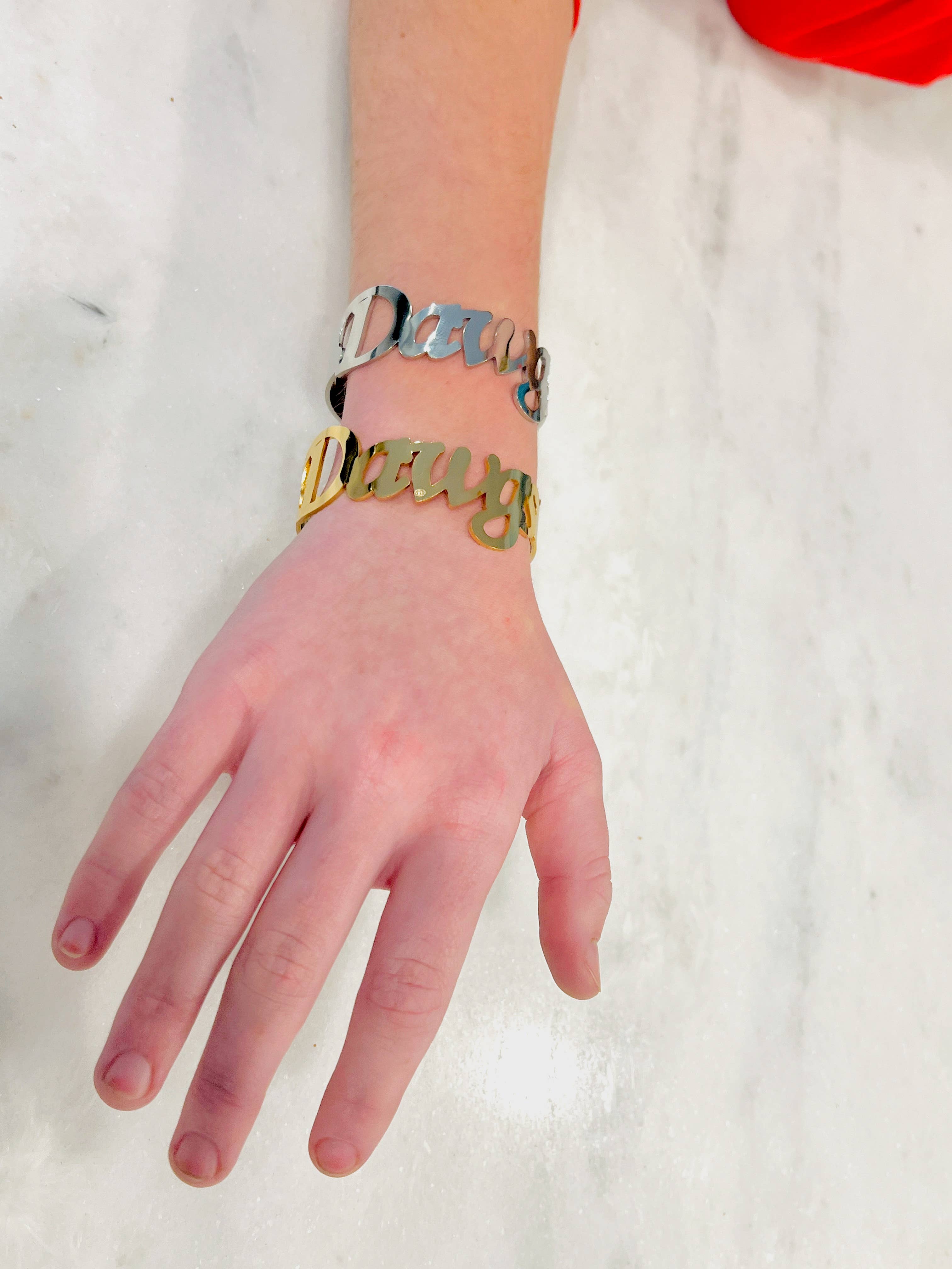 Steele Sloan Designs - Wholesale Cuff Bracelet - DAWGS Bangle Bracelets Medium script size Stainless Go Dawgs1