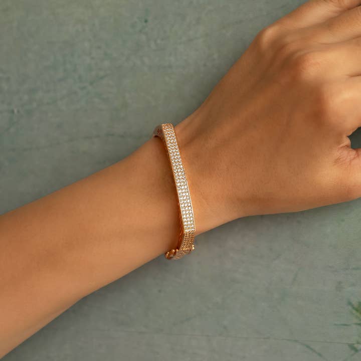 Strålende rosenfarvet guldarmbånd | Elegant rhinstenarmbånd til kvinder for engroshandel hos Vinnis Jewelry