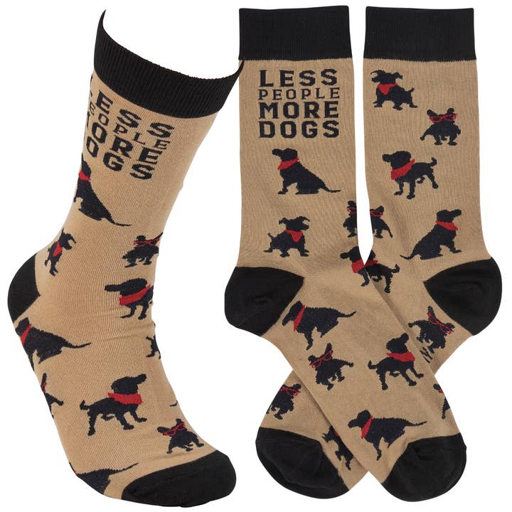 Primitives by Kathy - Wholesale Socks - Unisex - Less People More Dogs Socks