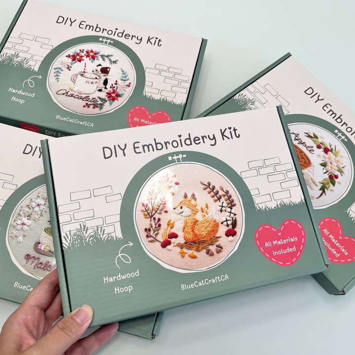 BlueCatCraftCA - Wholesale DIY craft kit - DIY Embroidery Kit Hot Chocolate from Cat & Tea Collection6