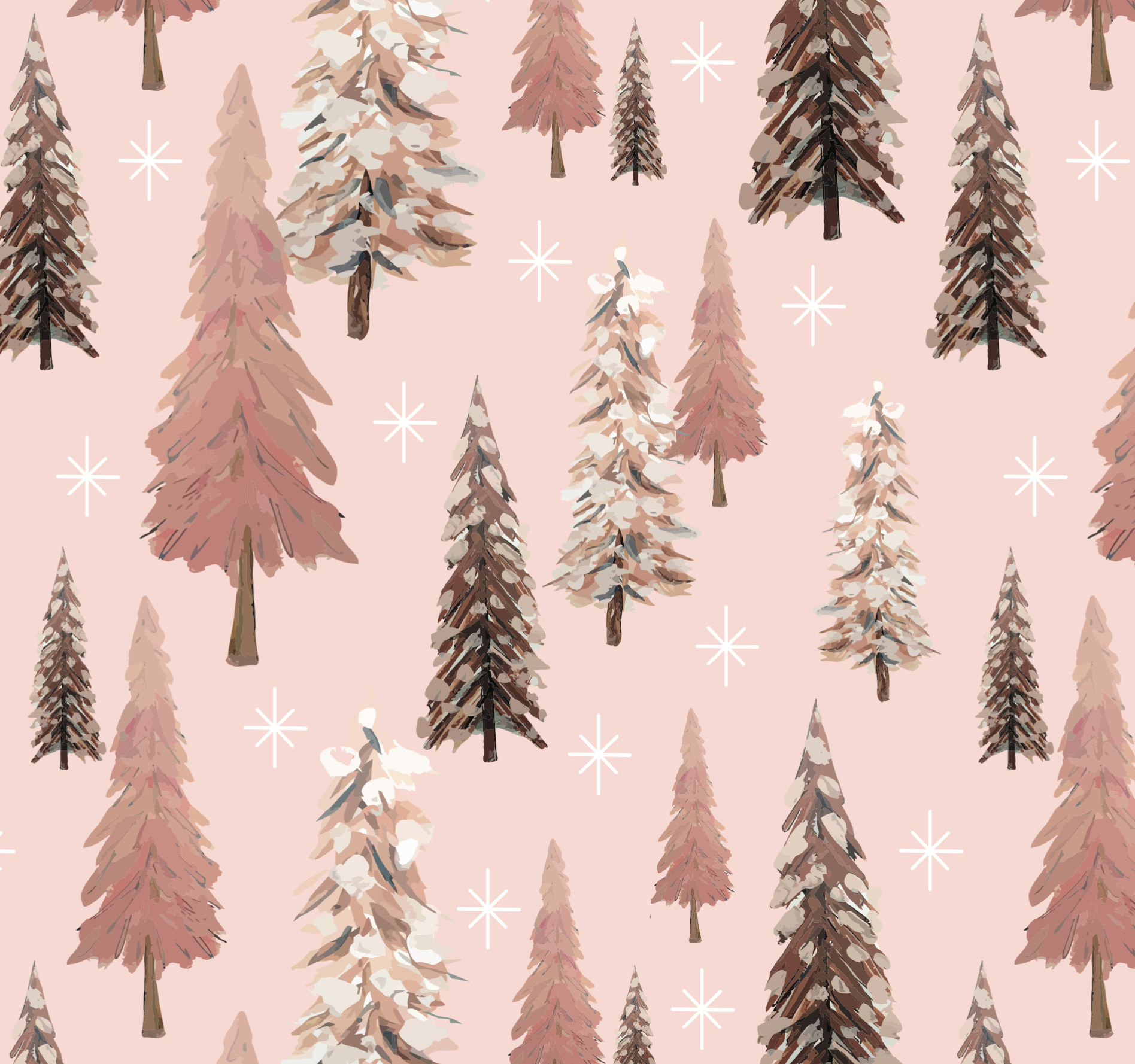 Stesha Wrapt - Wholesale Flat Wrap - Pink Christmas Trees Gift Wrap Paper2