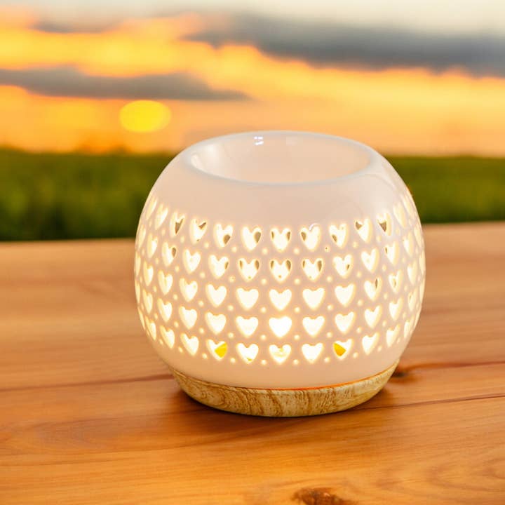 Zen'Arome - Wholesale Fragrance Warmer - Ceramic Heart Oil Burner for Melts and Scented Waxes