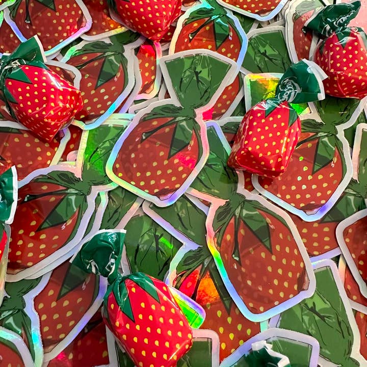 Hilarious Humanitarian - Wholesale Sticker - Strawberry Candy Holographic Sticker1