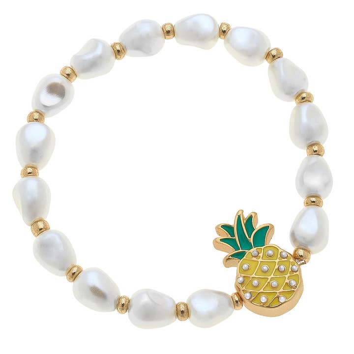 Bracelete Infantil Madeleine Pearl & Ananás em Amarelo por atacado de Canvas Style