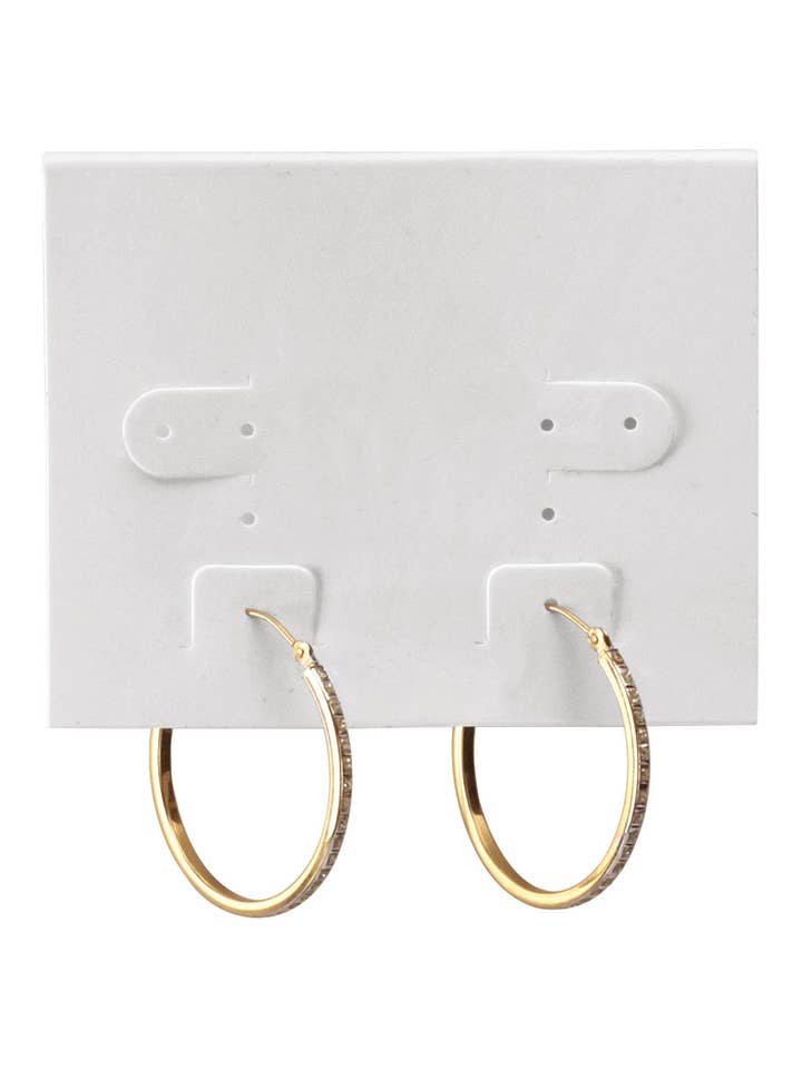 White Plastic Earring Cards - 2 1/2"W x 2”L - Pack of 100 for wholesale by Store Supply Warehouse