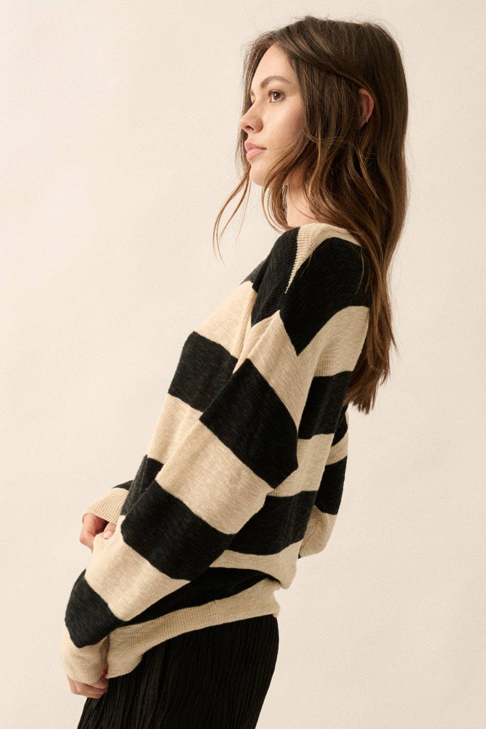 Promesa USA - Wholesale Knit Sweater - Women's - Striped Ribbed-Knit Sweater16
