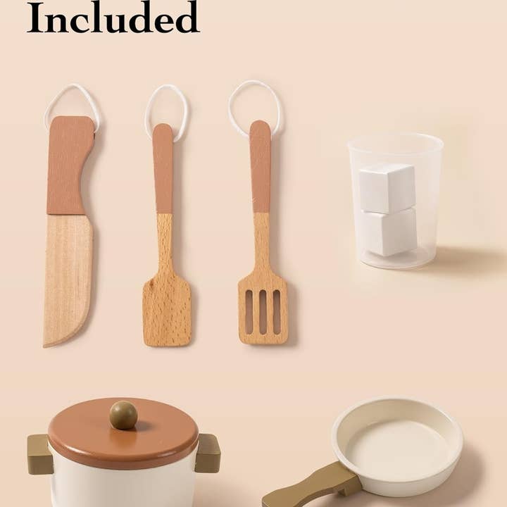 Robud & Mewoofun Official Store - Wholesale Toy Set - Kids - Robud Large Vintage Wooden Play Kitchen for Toddlers 3+9