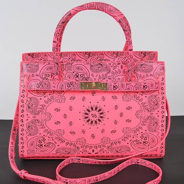 3AM BY H&D ACCESSORIES - Wholesale Tote Bag - Women's - Neon Bandana Print Handles Tote Bag13