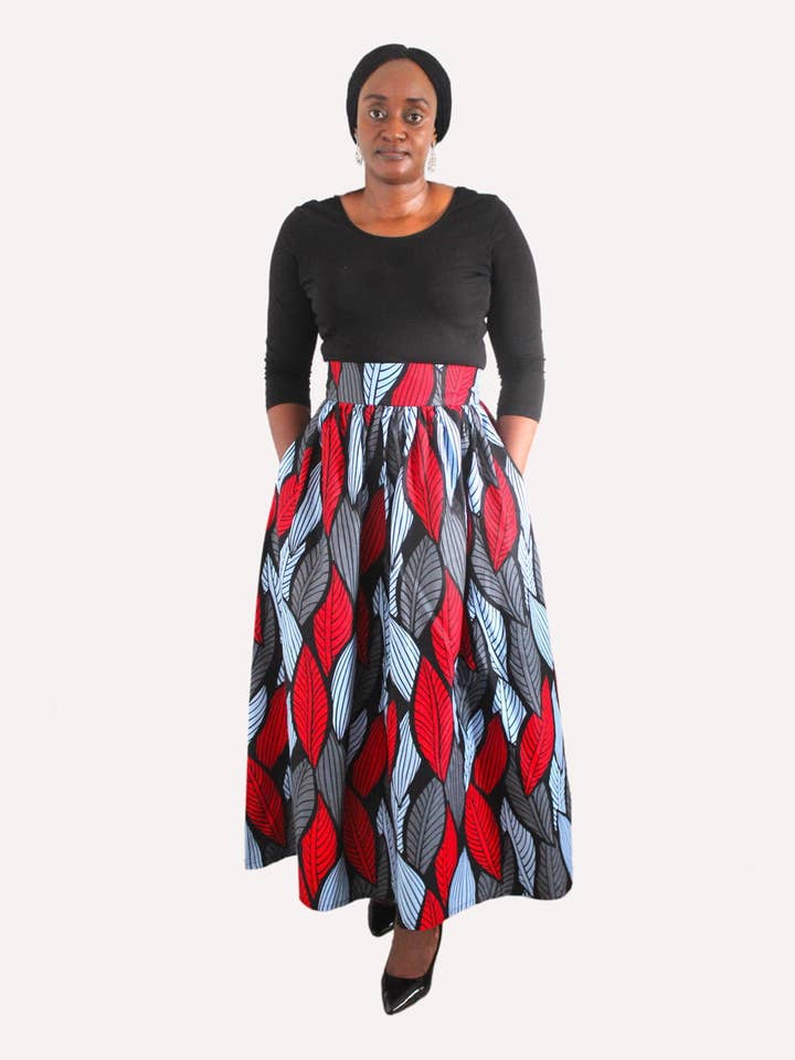 Zina Afrikansk Print Maxi Nederdel for engroshandel hos Nora's Needle
