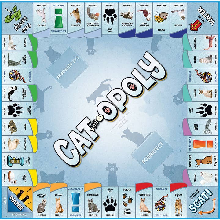 Outset Games and Cobble Hill Puzzles - Wholesale Board Game - Cat-Opoly (new design) Board Game, by Late for the Sky