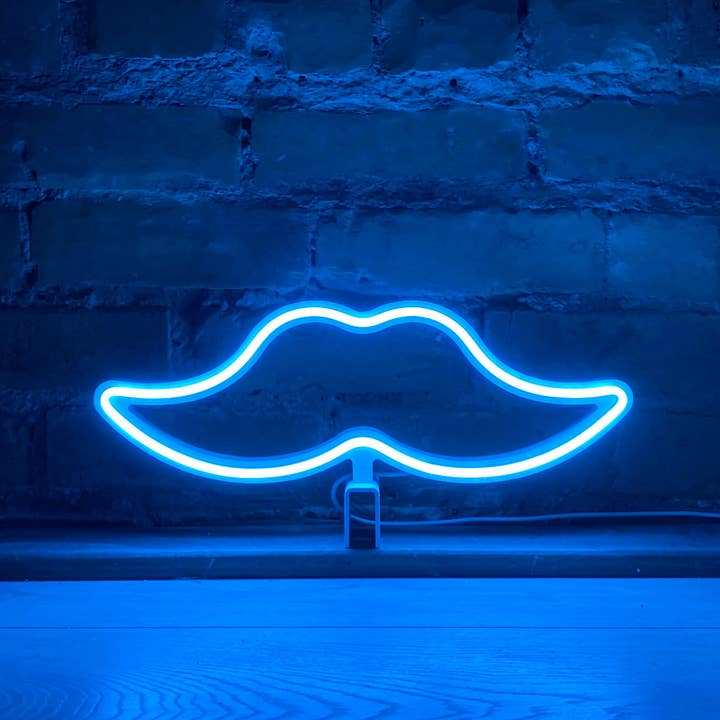 Neon Movember Moustache - Cyaan voor wholesale door OurGlowingHearts