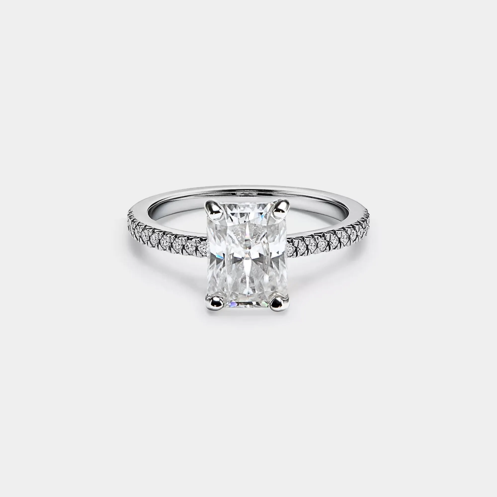 Perimade & Co. LLC - Wholesale Engagement Ring - Princess Emerald Cut Moissanite Ring in 925 Sterling Silver2