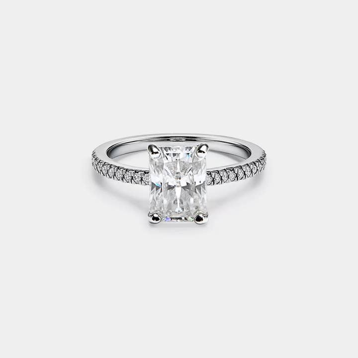 Perimade & Co. LLC - Wholesale Engagement ring - Princess Emerald Cut Moissanite Ring in 925 Sterling Silver2