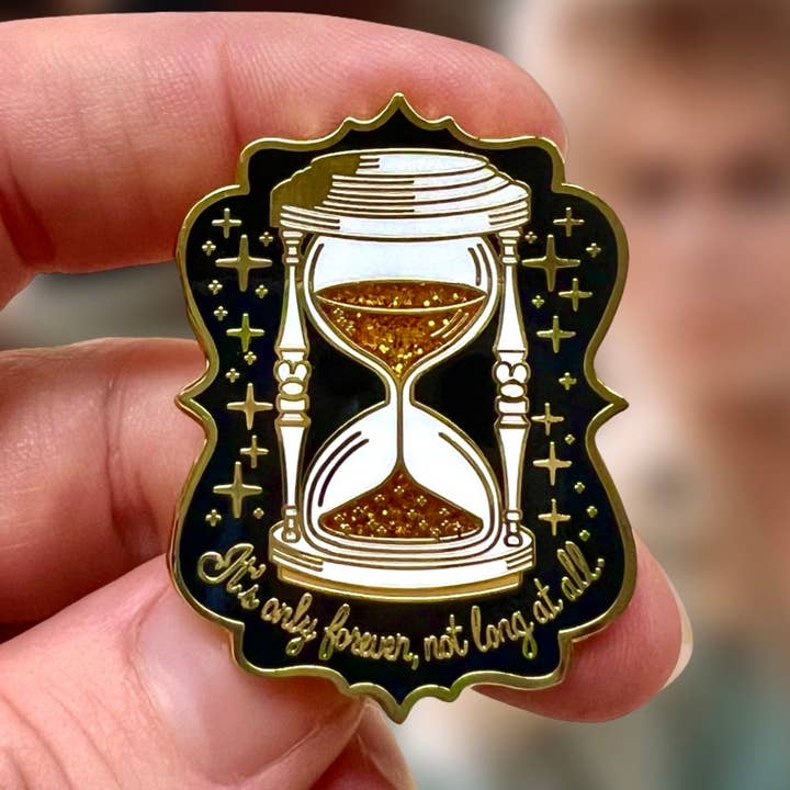 Labyrinth Inspired Hourglass “It’s Only Forever” Enamel Pin for wholesale by Millypins