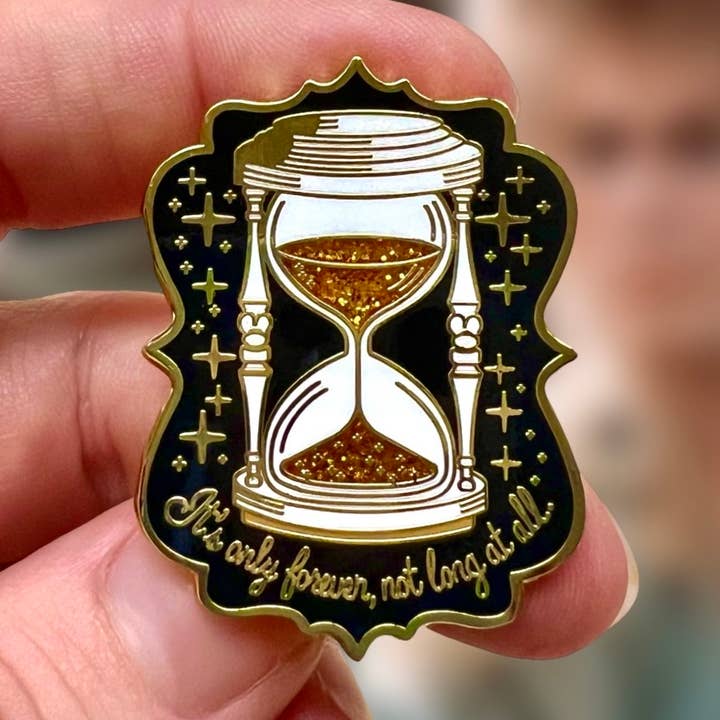 Labyrinth Inspired Hourglass “It’s Only Forever” Enamel Pin for wholesale by Millypins